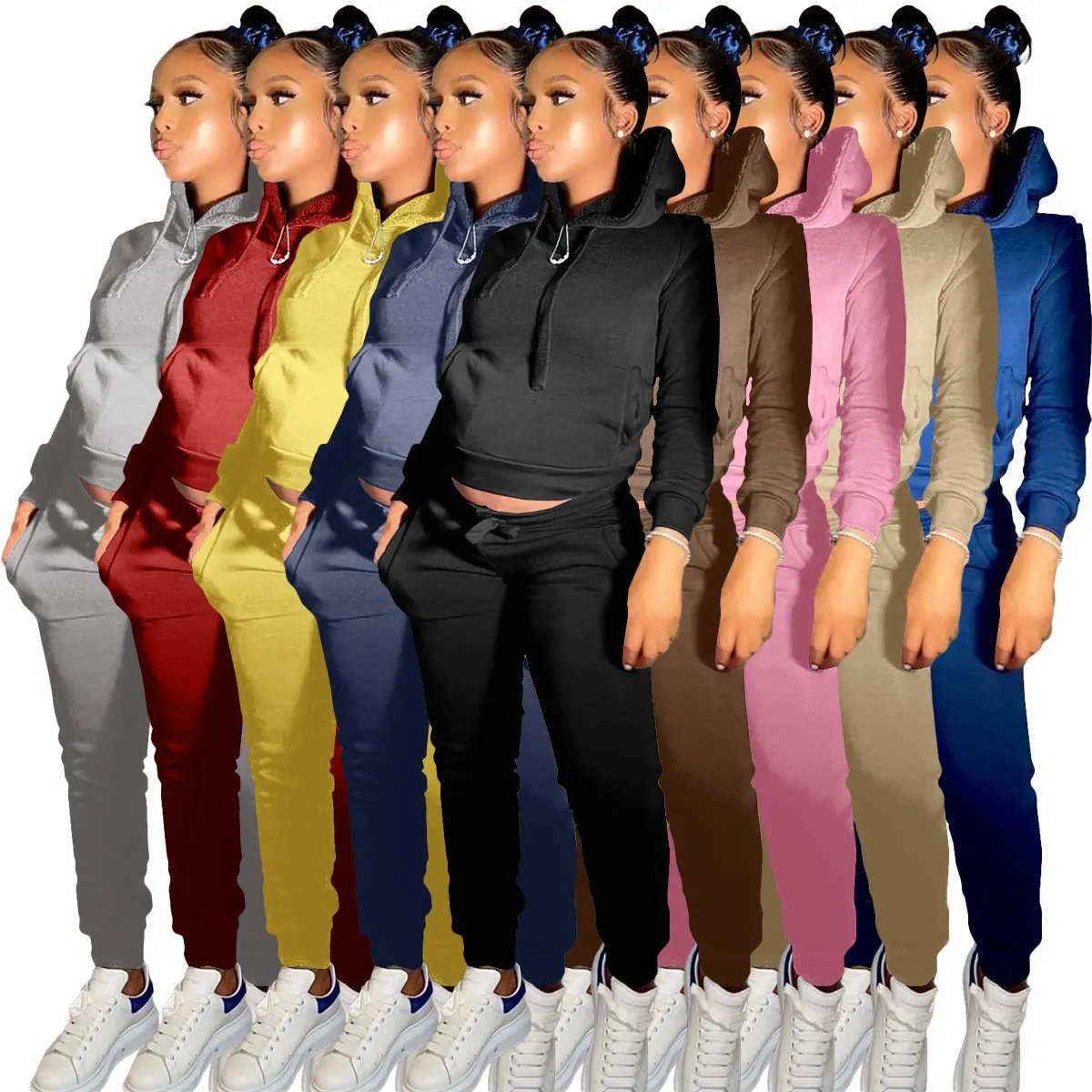 MB FASHION Casual Cozy Jogger Set with Hoodie 274R