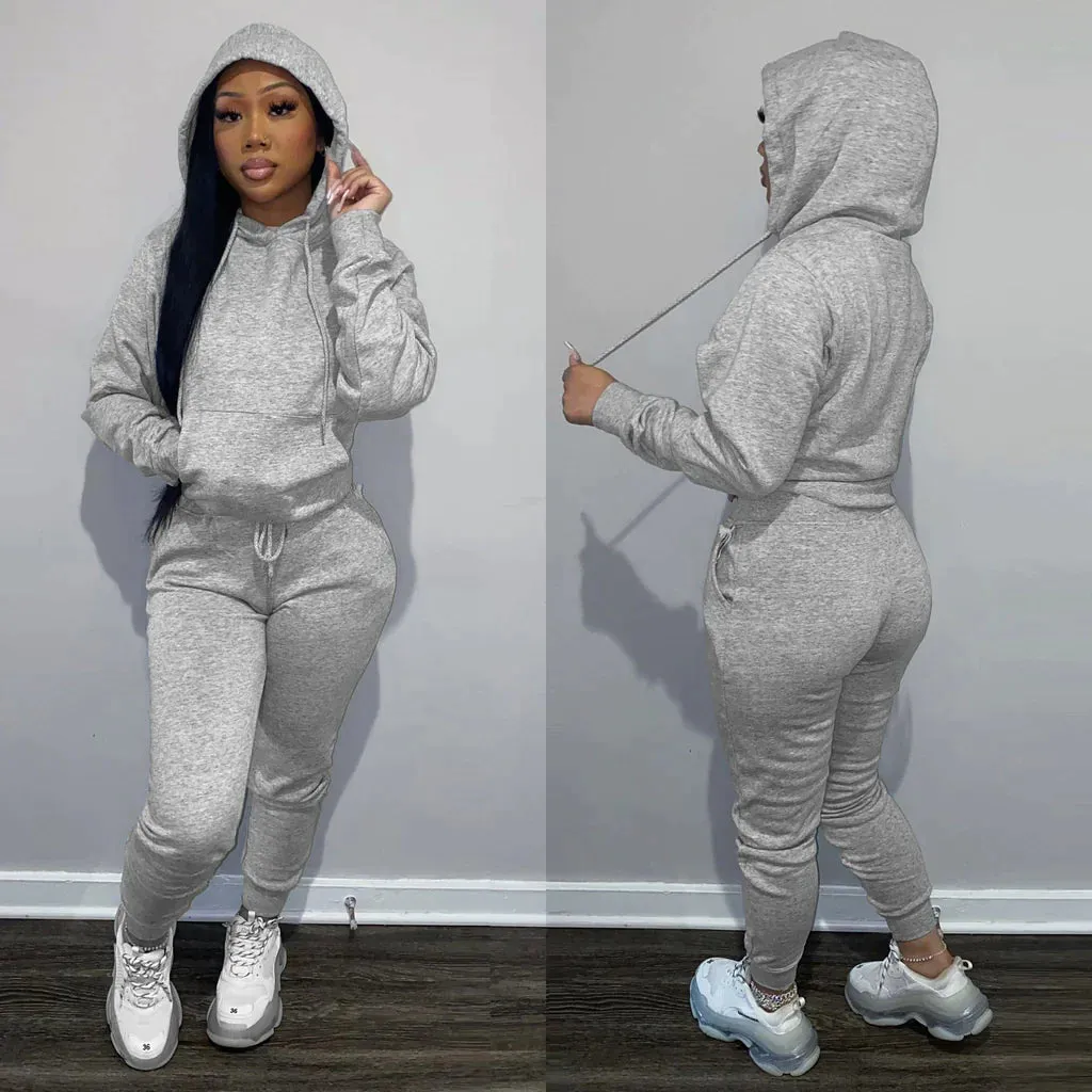MB FASHION Casual Cozy Jogger Set with Hoodie 274R