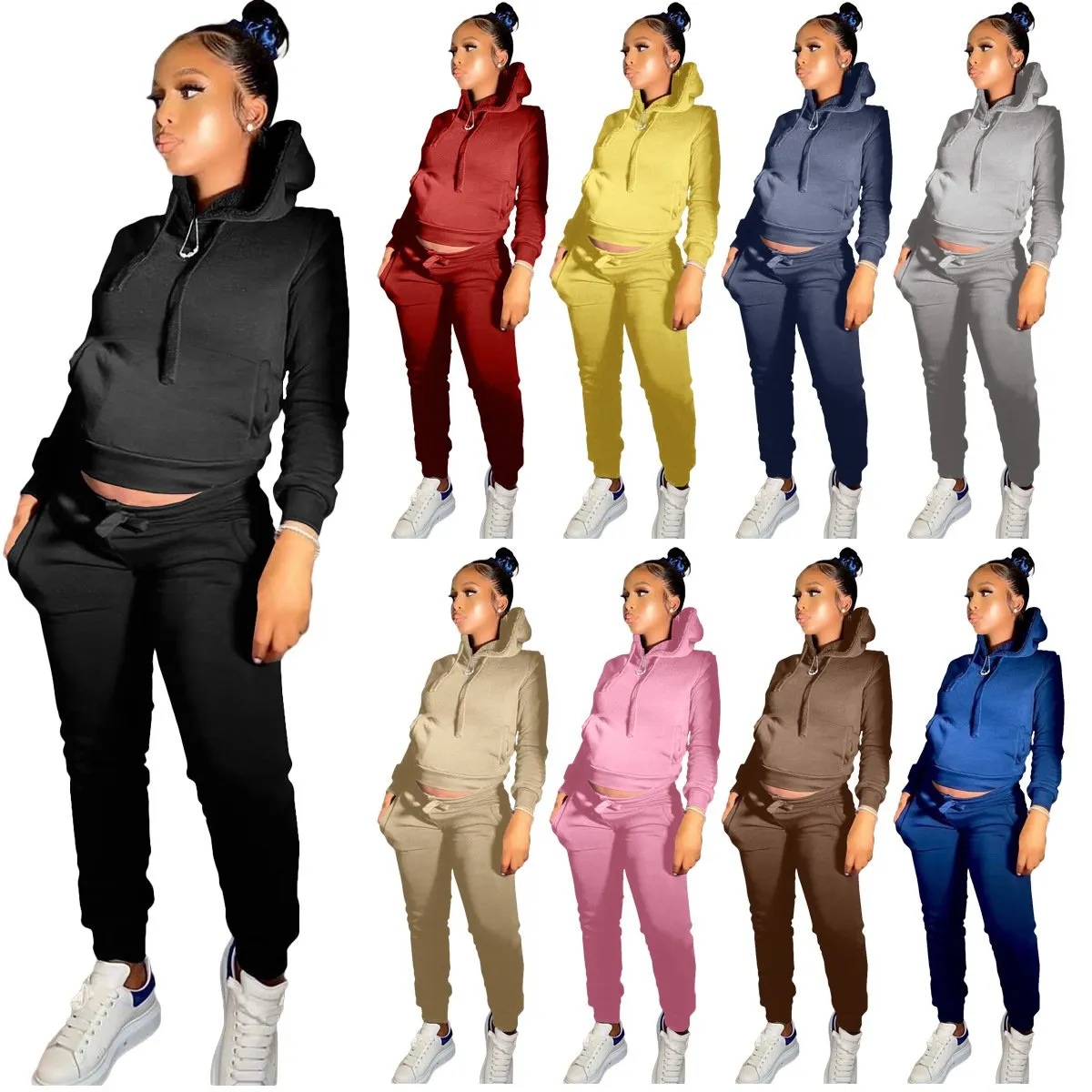 MB FASHION Casual Cozy Jogger Set with Hoodie 274R