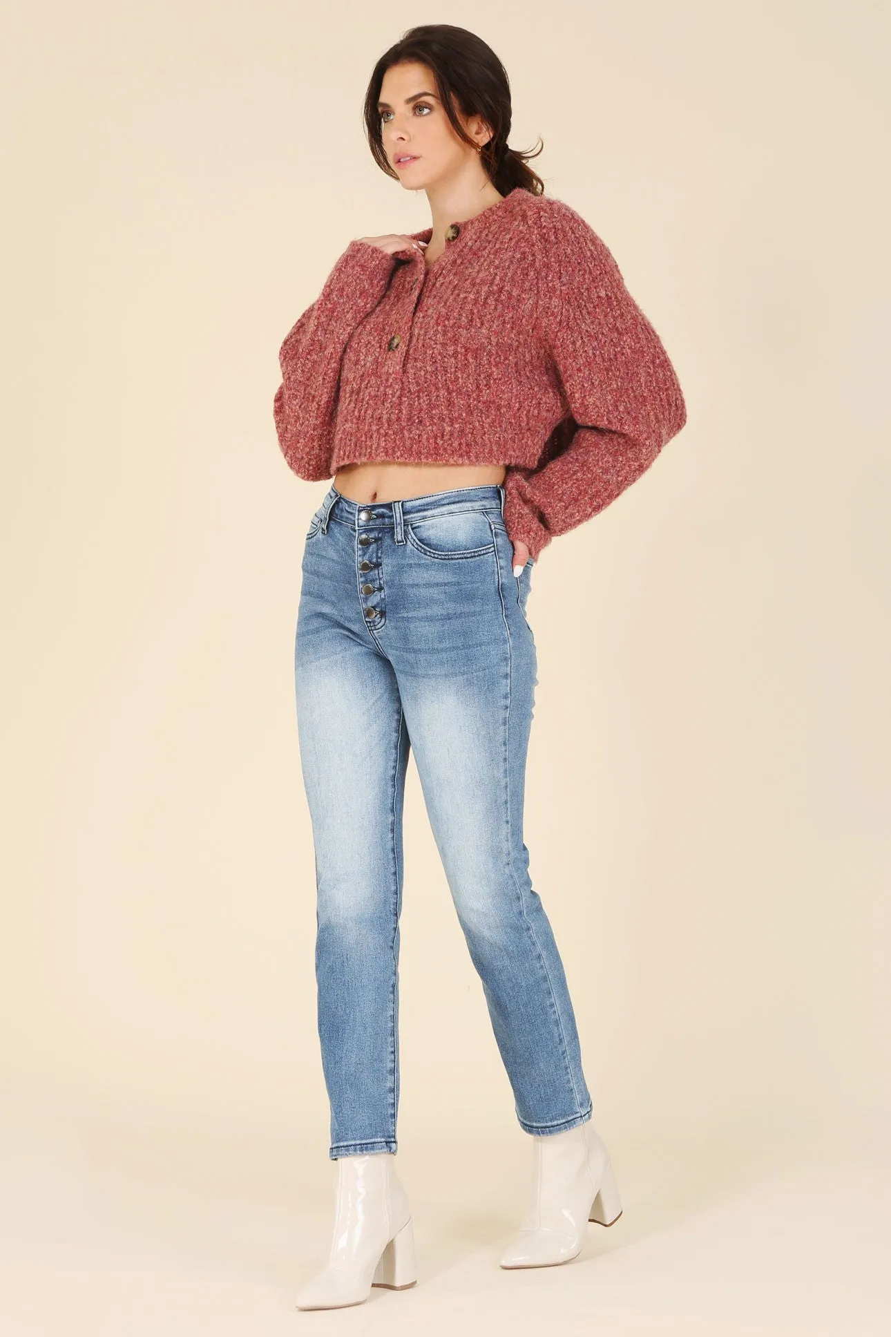 Melange Crop Sweater