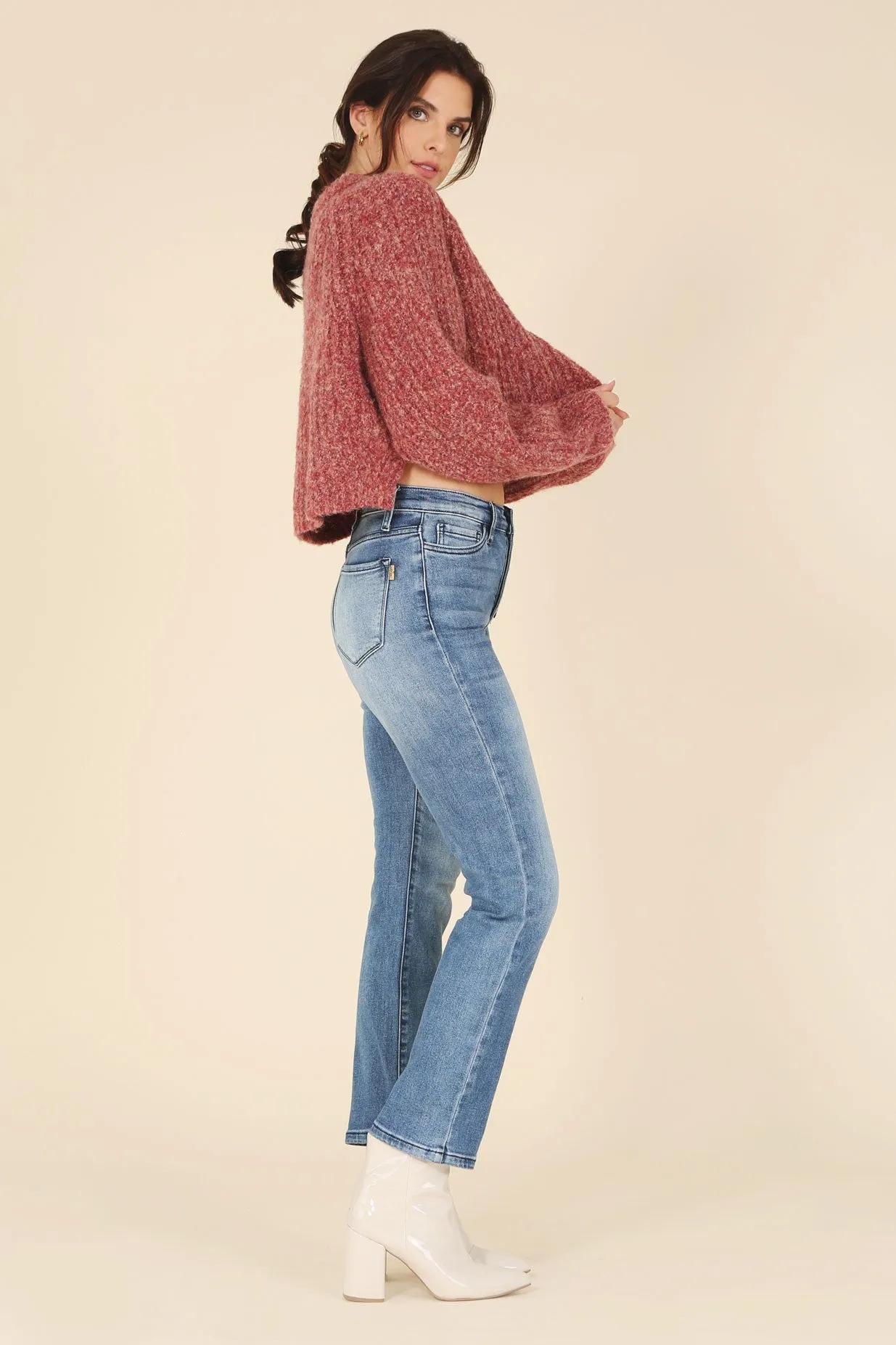 Melange Crop Sweater