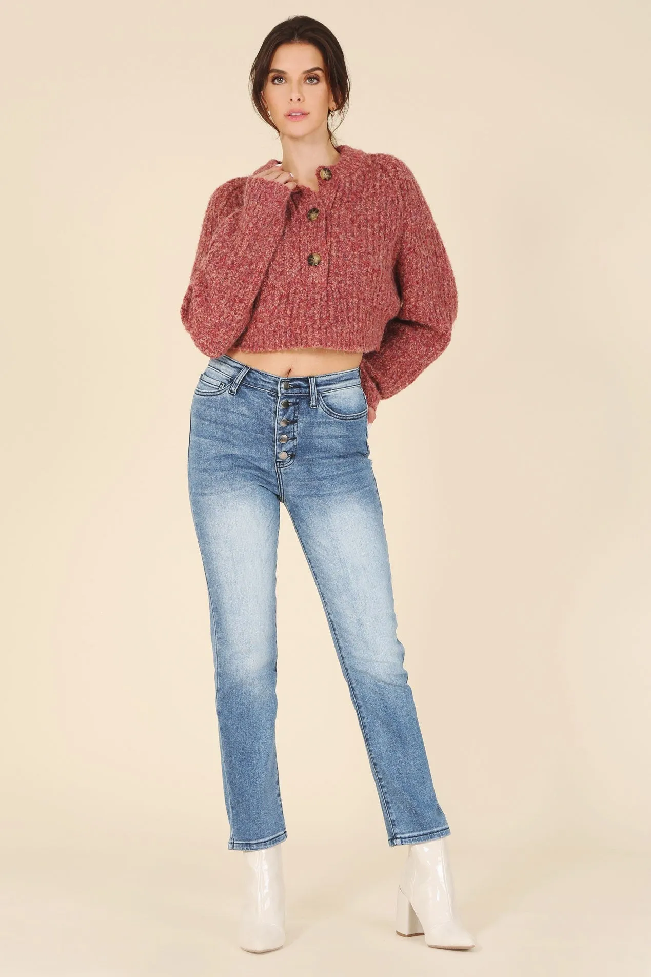Melange Crop Sweater