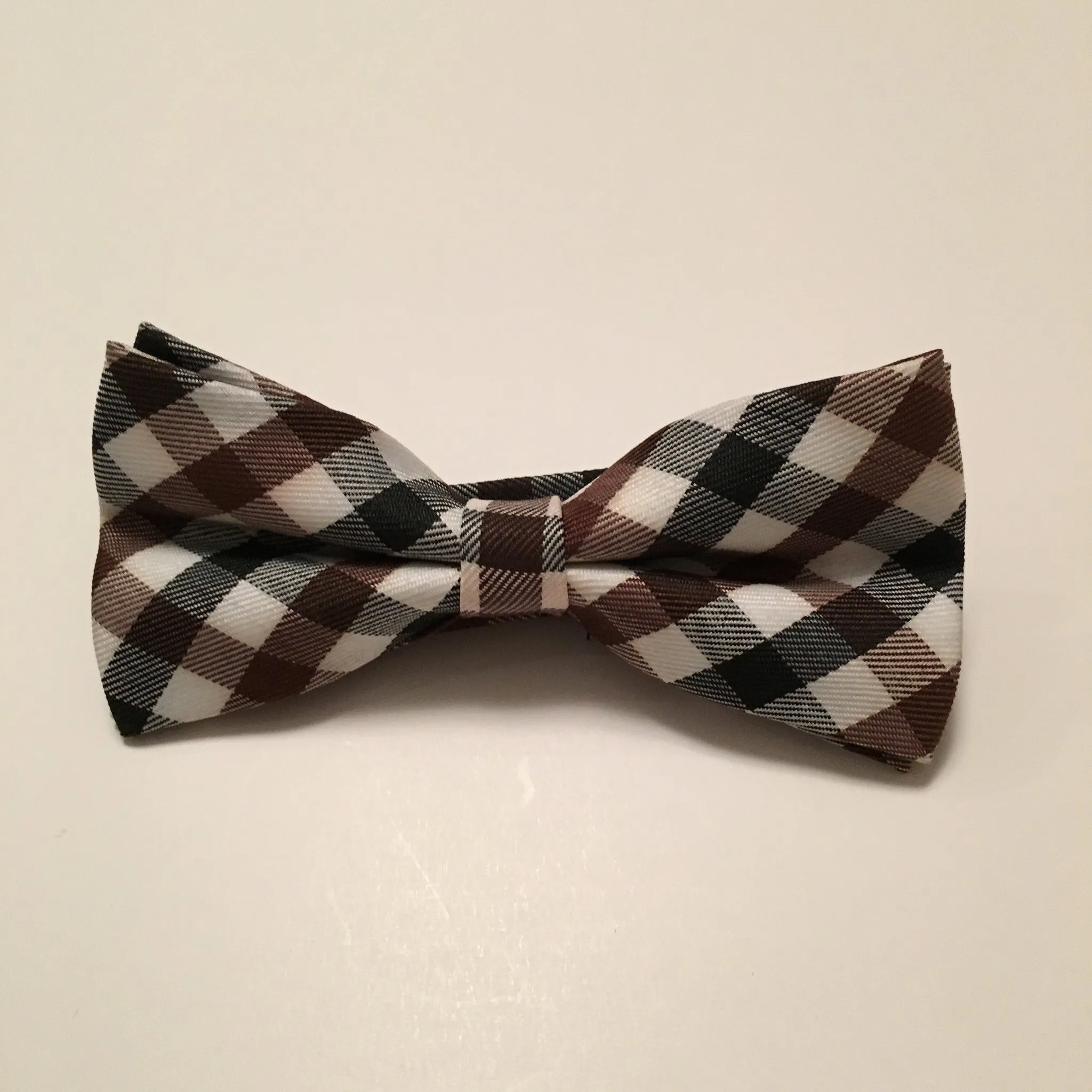 Men Bow Ties - Brown Black Plaid