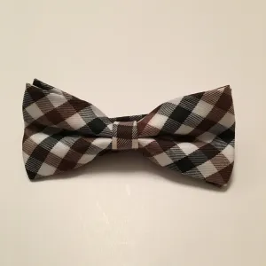 Men Bow Ties - Brown Black Plaid
