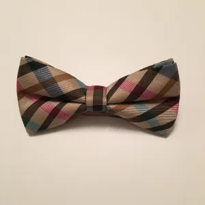 Men Bow Ties - Brown Pink Plaid