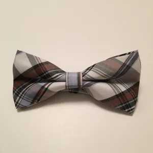 Men Bow Ties - Cream with Blue Plaid