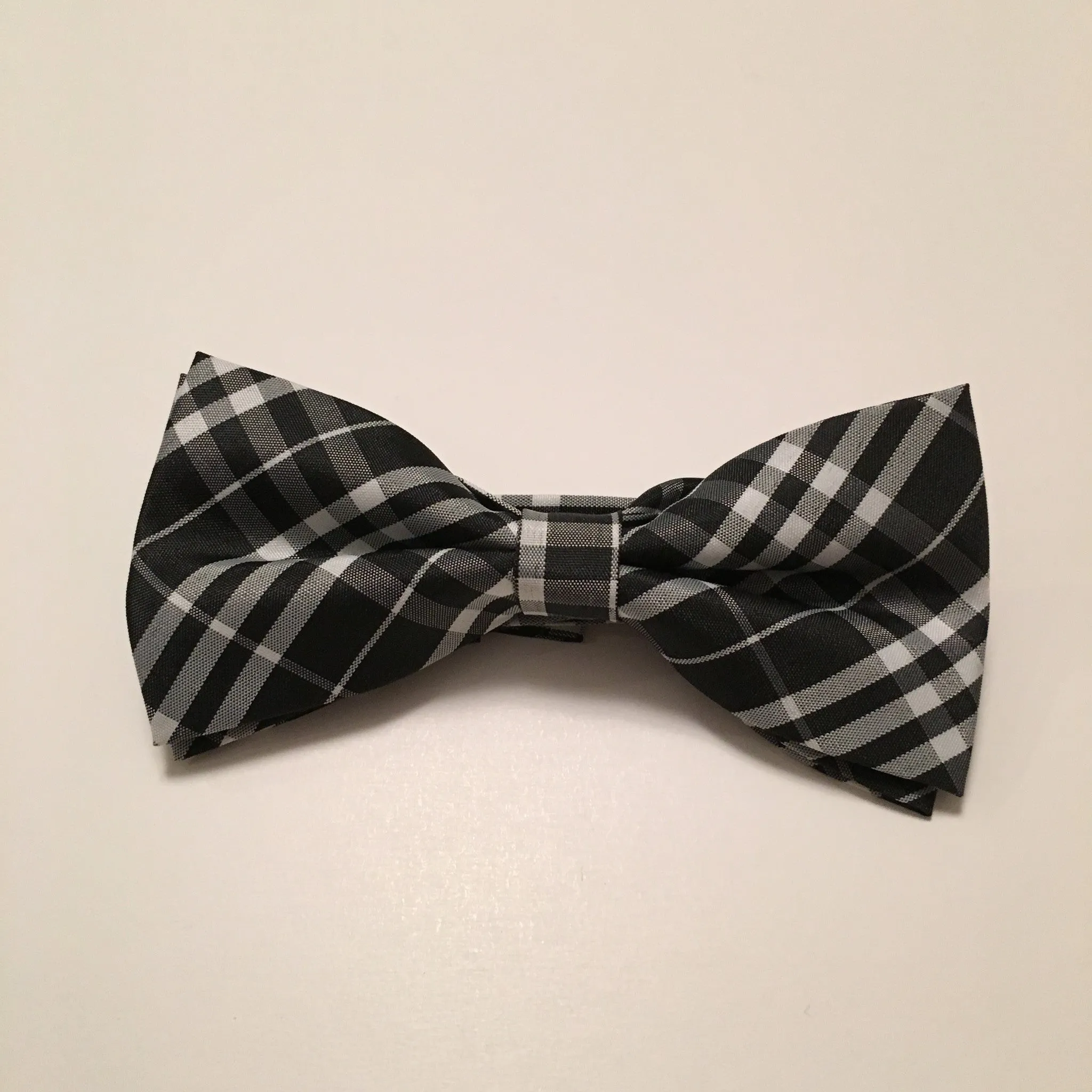 Men Bow Ties - Heavy Black White Plaid