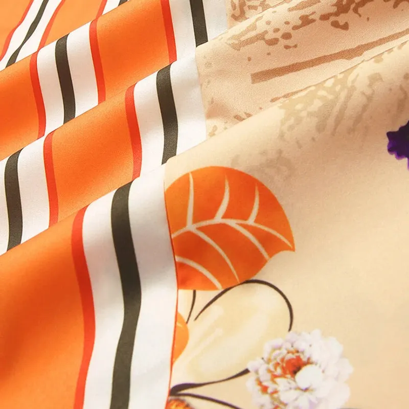 Men Landscape Painting Striped Patchwork Holiday Shirt