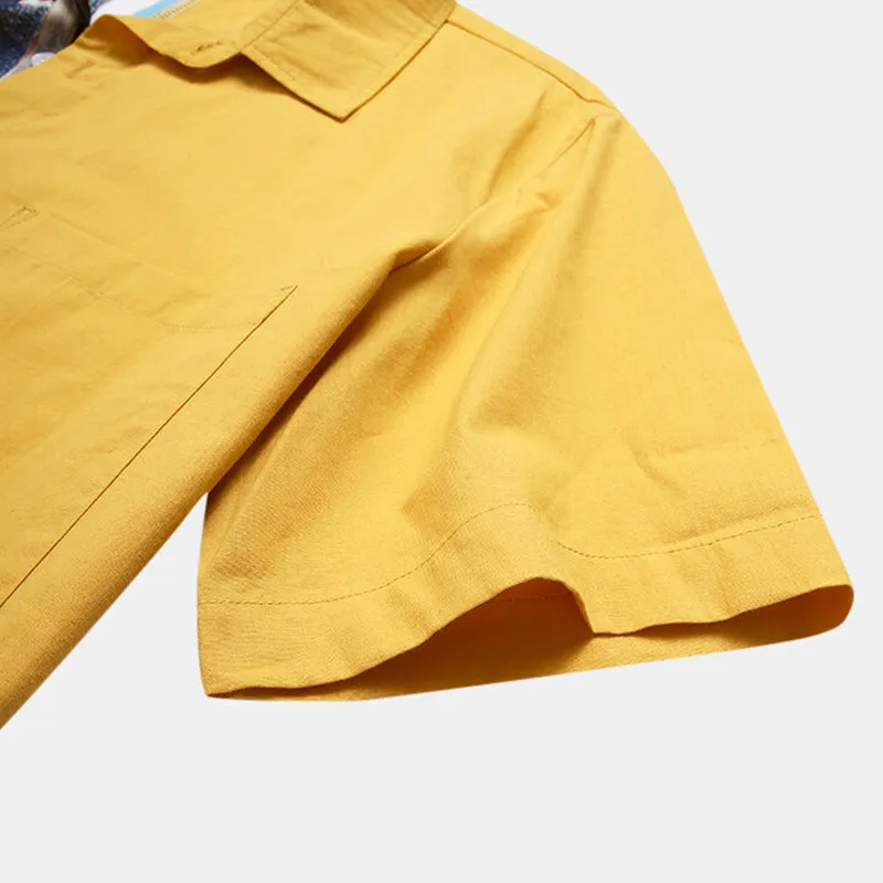 Men's 100% Cotton Stripe Patchwork Shirt