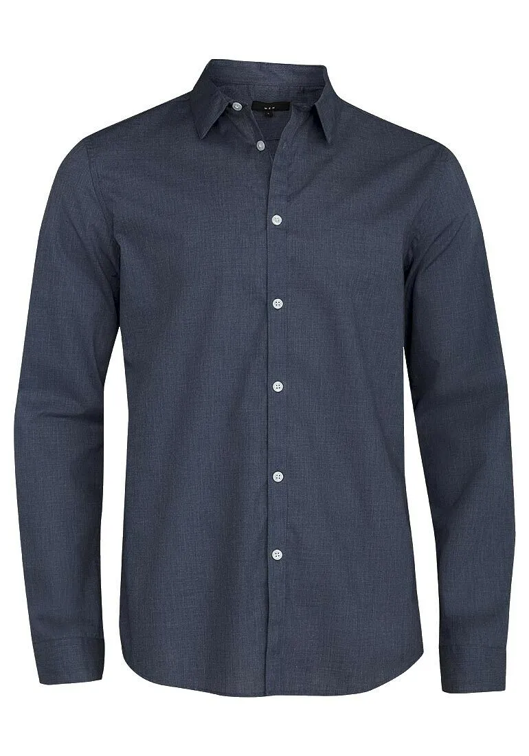 Mens Airforce Blue Cotton Blend Collared Shirt