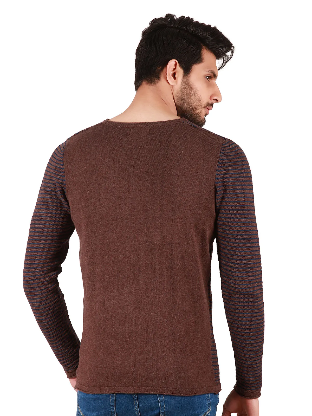 Men's Coffee Brown Sweater - EMTSWT19-015