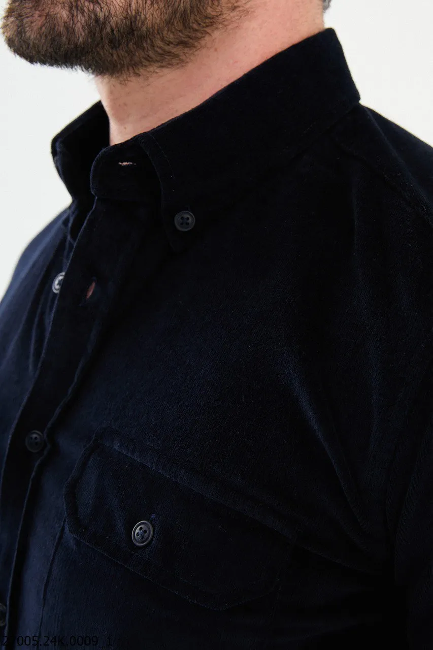 Men's Dark Blue Corduroy Shirt.