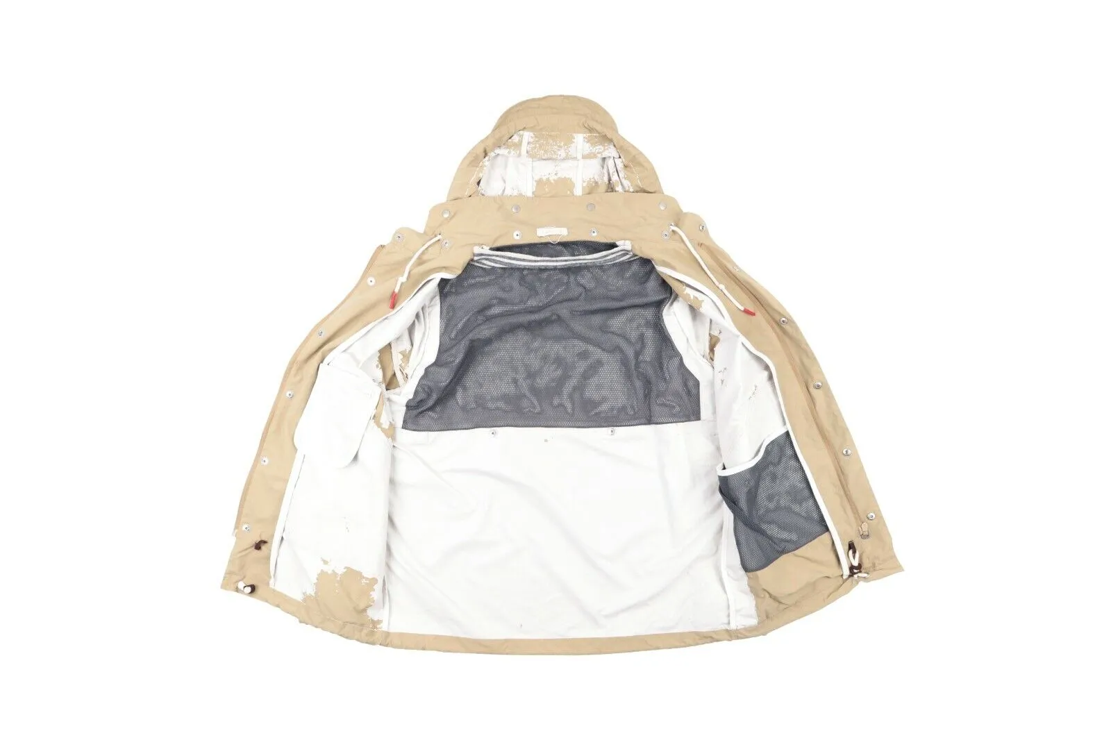 Men's FOLK Beige Hooded Outdoor Windrunner Jacket Size 3