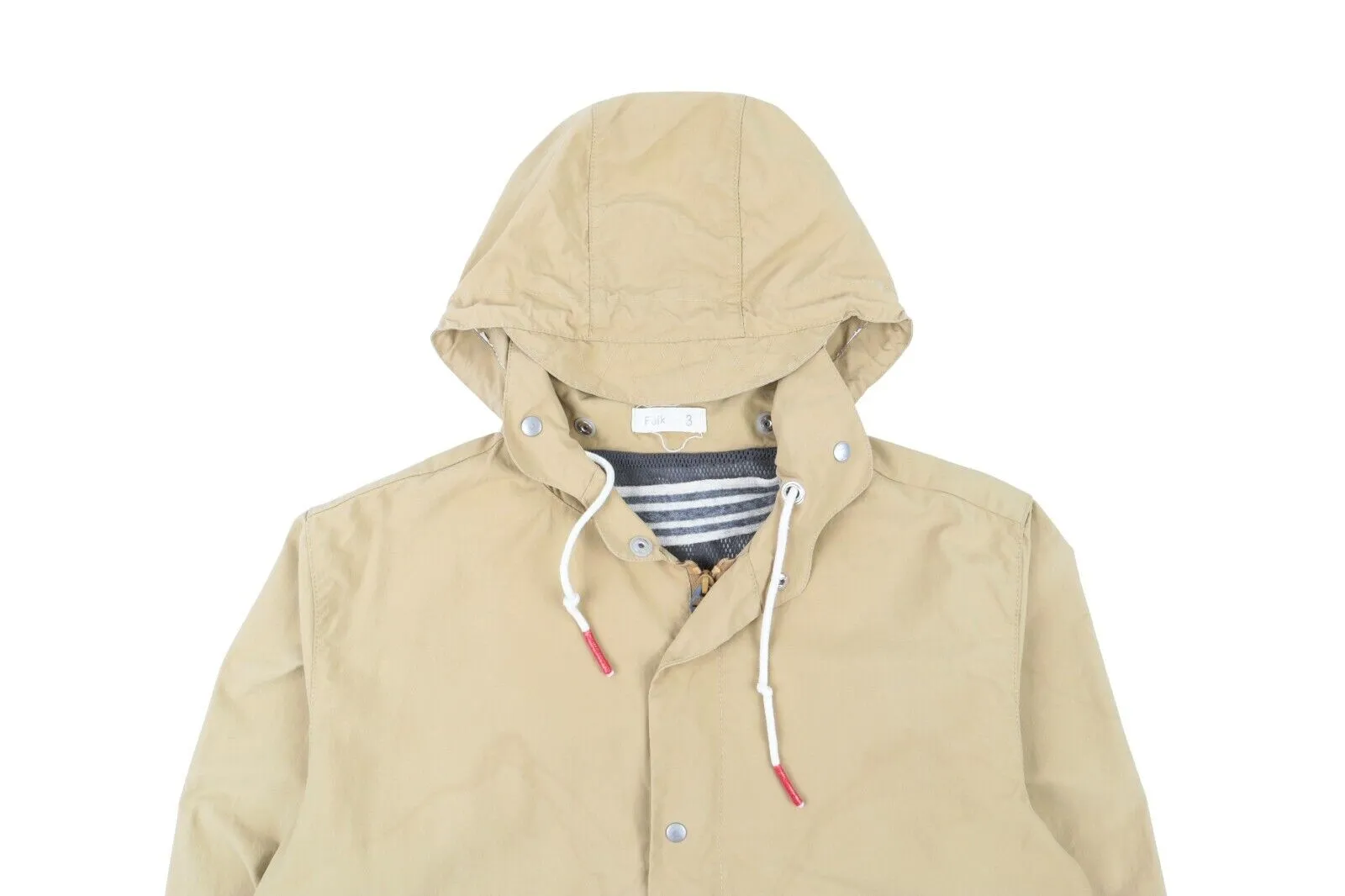Men's FOLK Beige Hooded Outdoor Windrunner Jacket Size 3
