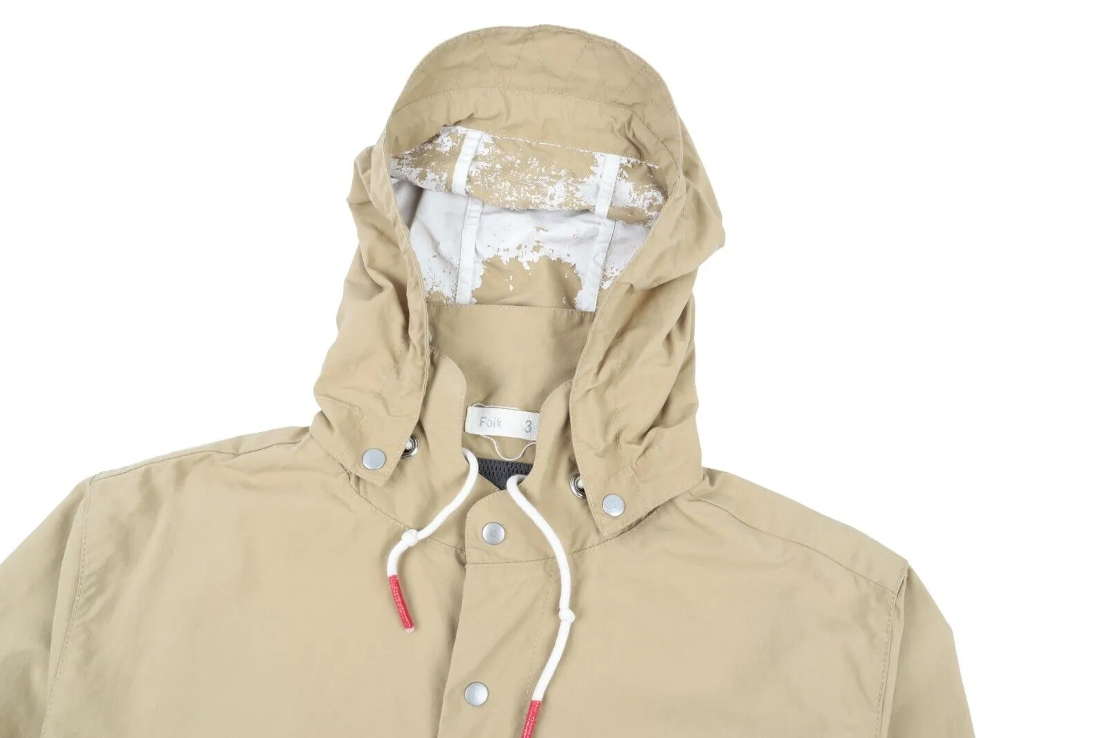 Men's FOLK Beige Hooded Outdoor Windrunner Jacket Size 3