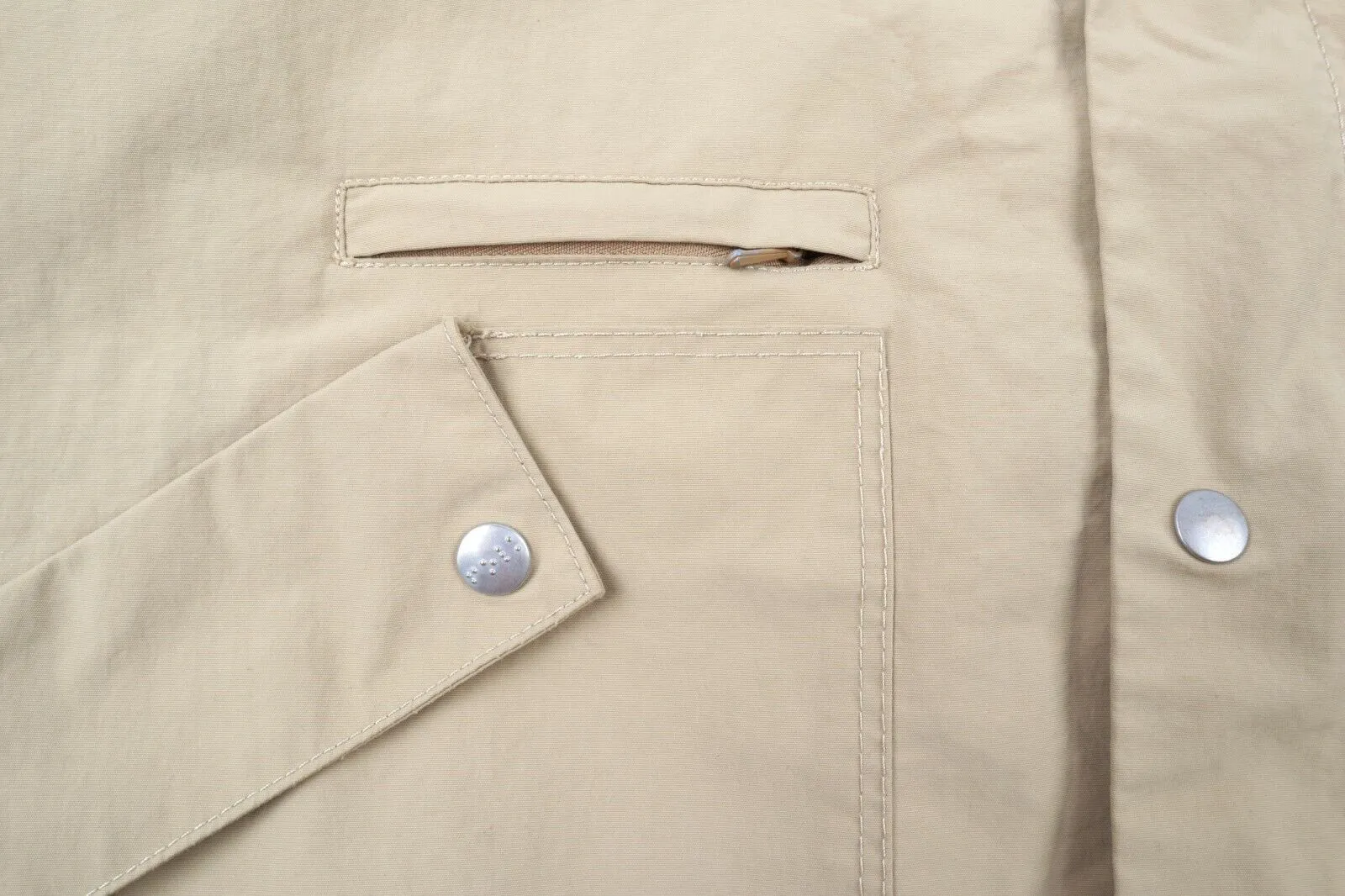 Men's FOLK Beige Hooded Outdoor Windrunner Jacket Size 3