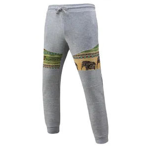 Mens National Style Printing Casual Pants Drawstring Sport Long Trousers