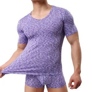 Mens Summer Modal Breathable Perspiration O-neck Short Sleeve Casual Home T-shirt