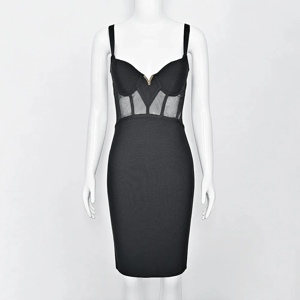 Mesh Black Bodycon Dress