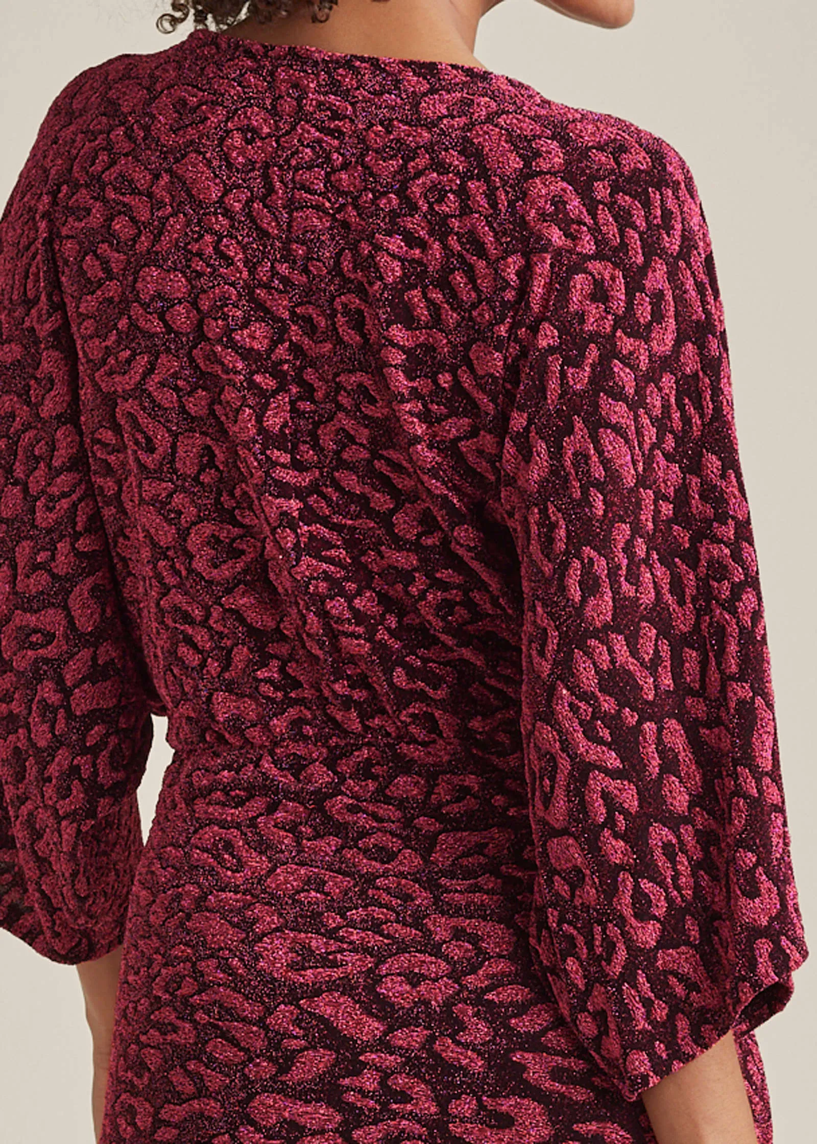 Metallic Leopard Mini Dress - Black & Pink