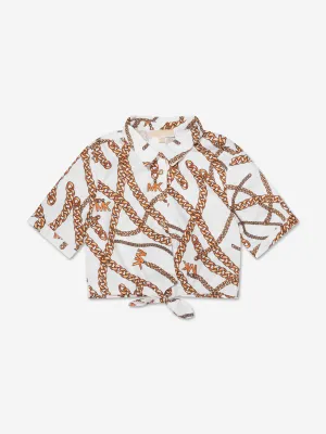 Michael Kors Girls Chain Print Blouse in White