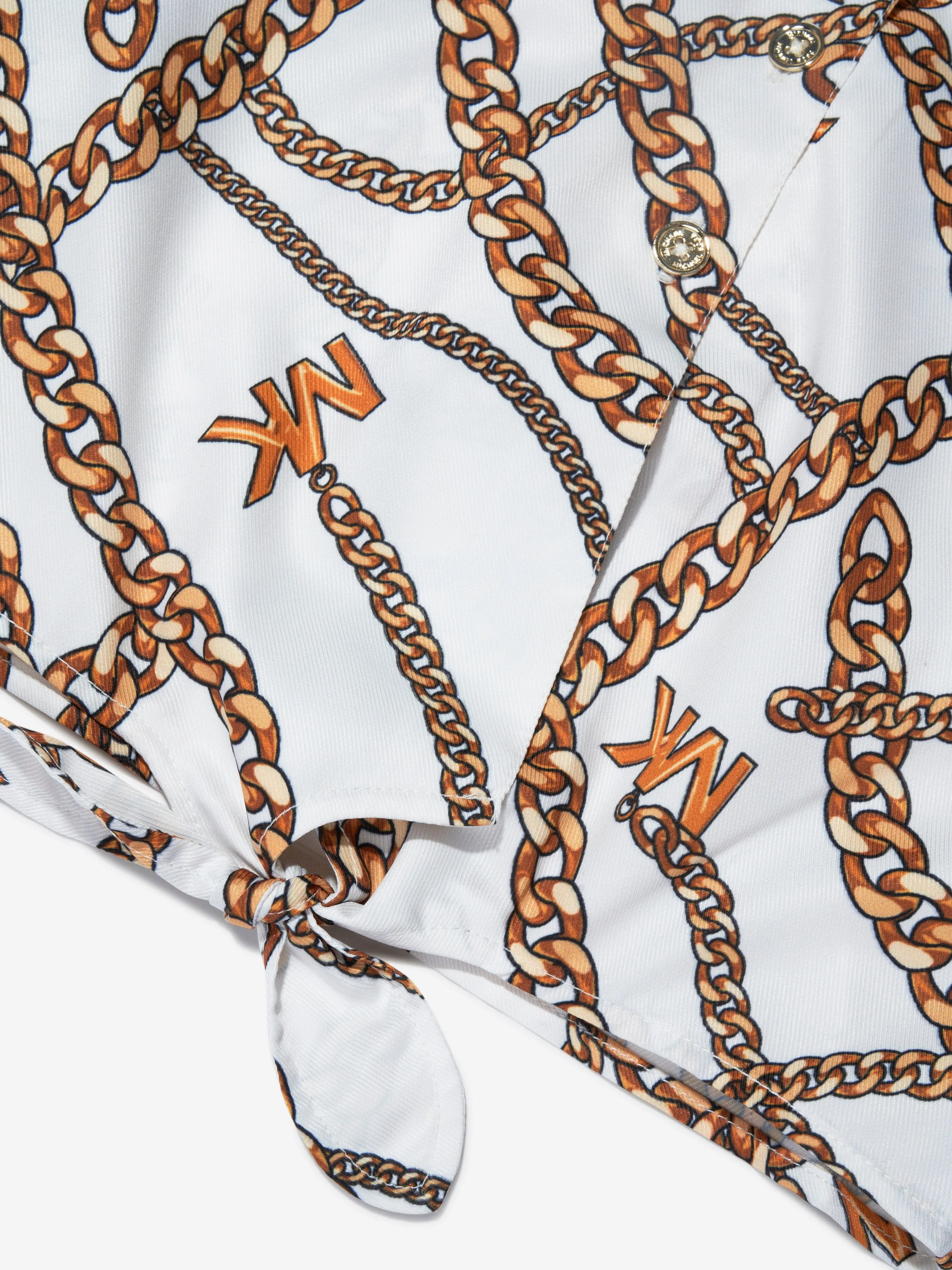 Michael Kors Girls Chain Print Blouse in White