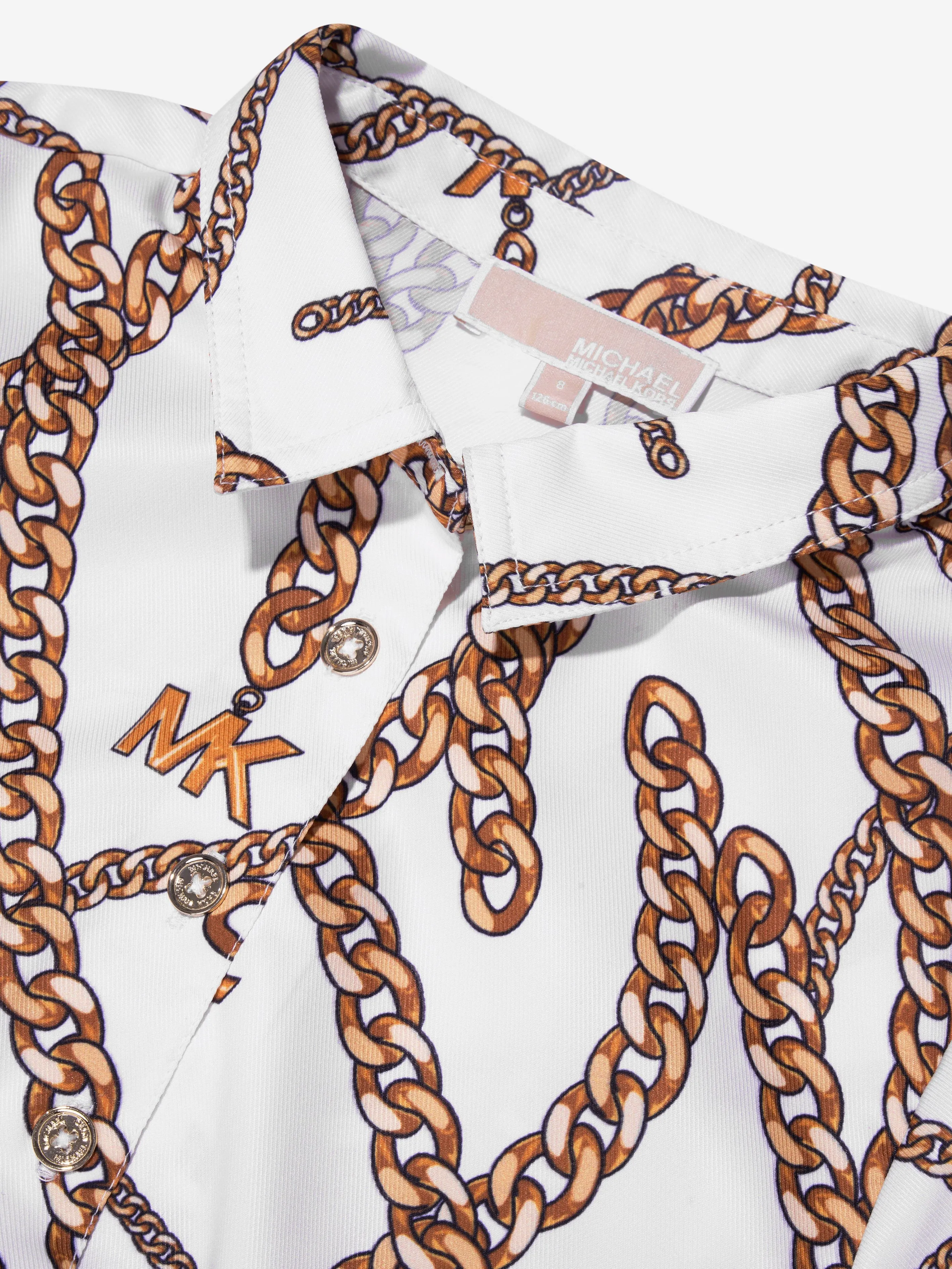 Michael Kors Girls Chain Print Blouse in White