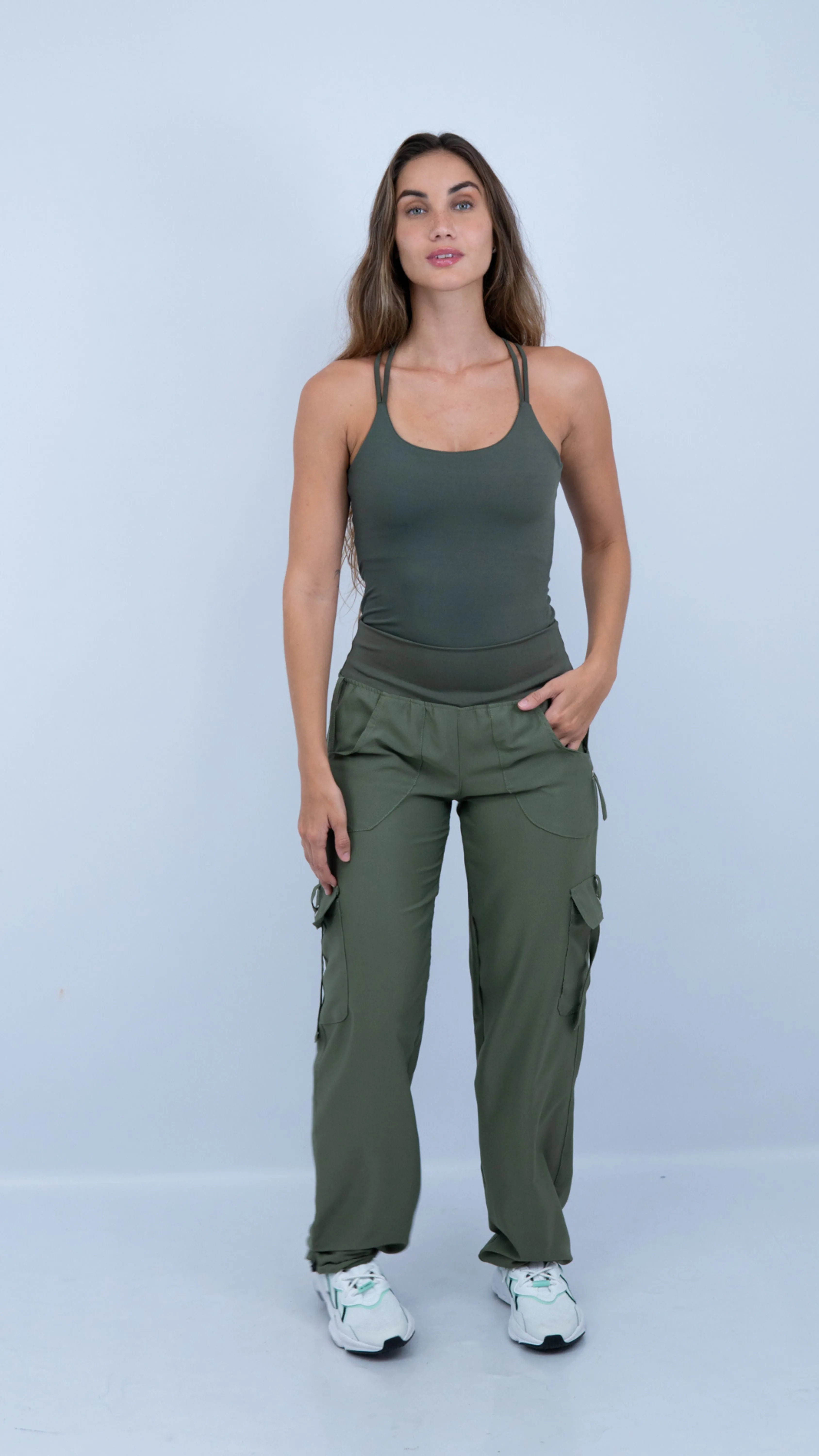Military Green Strappy Link Tank