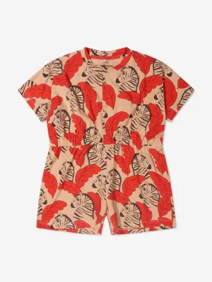 Mini Rodini Girls Organic Cotton Zebra Playsuit