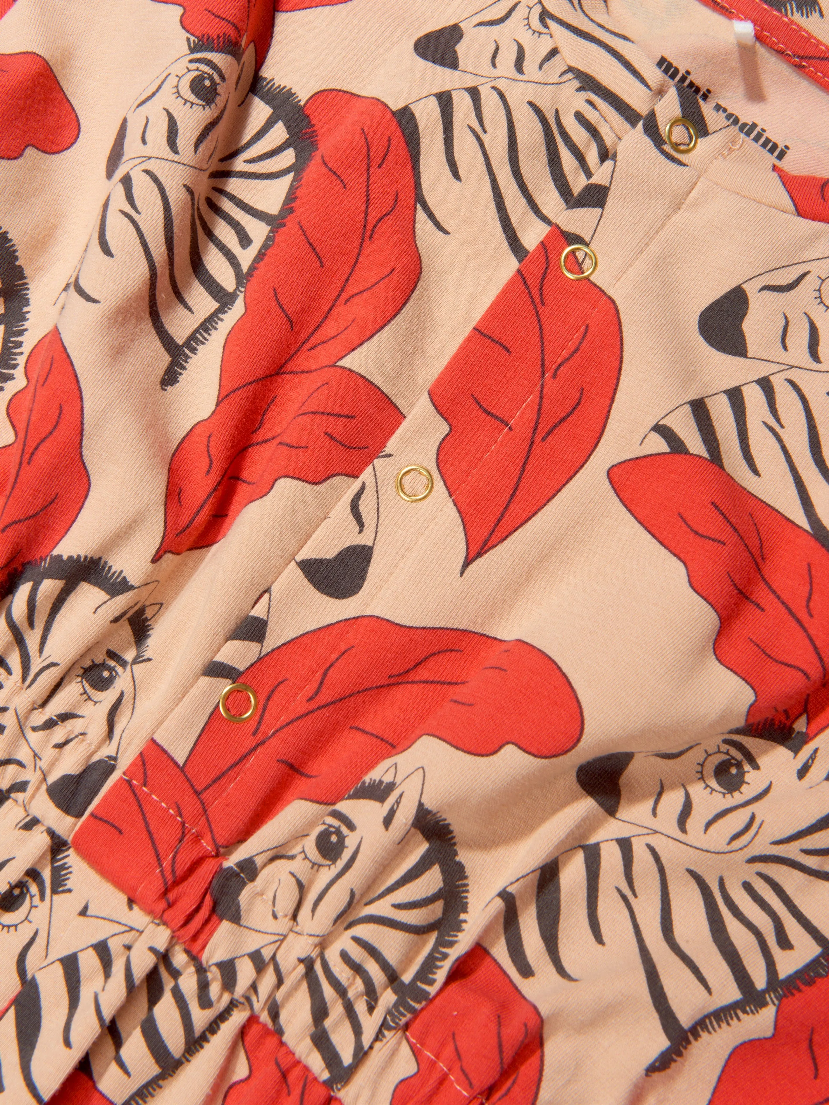 Mini Rodini Girls Organic Cotton Zebra Playsuit