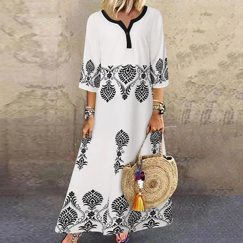 Minimal Monochromatic Maxi Dress for Summer