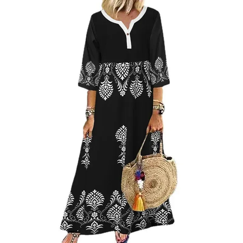Minimal Monochromatic Maxi Dress for Summer