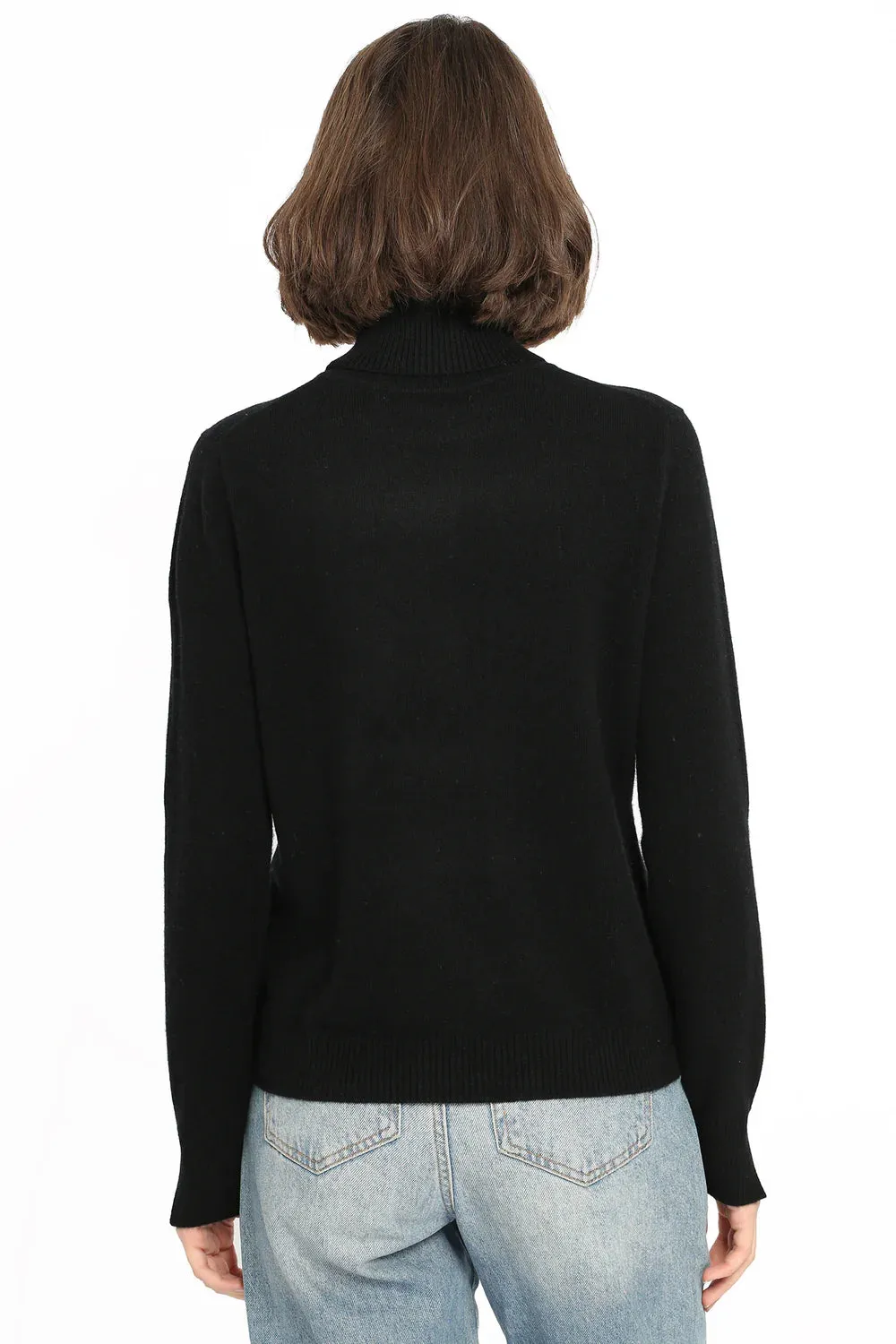 Minnie Rose Cashmere Turtle-Neck, Black