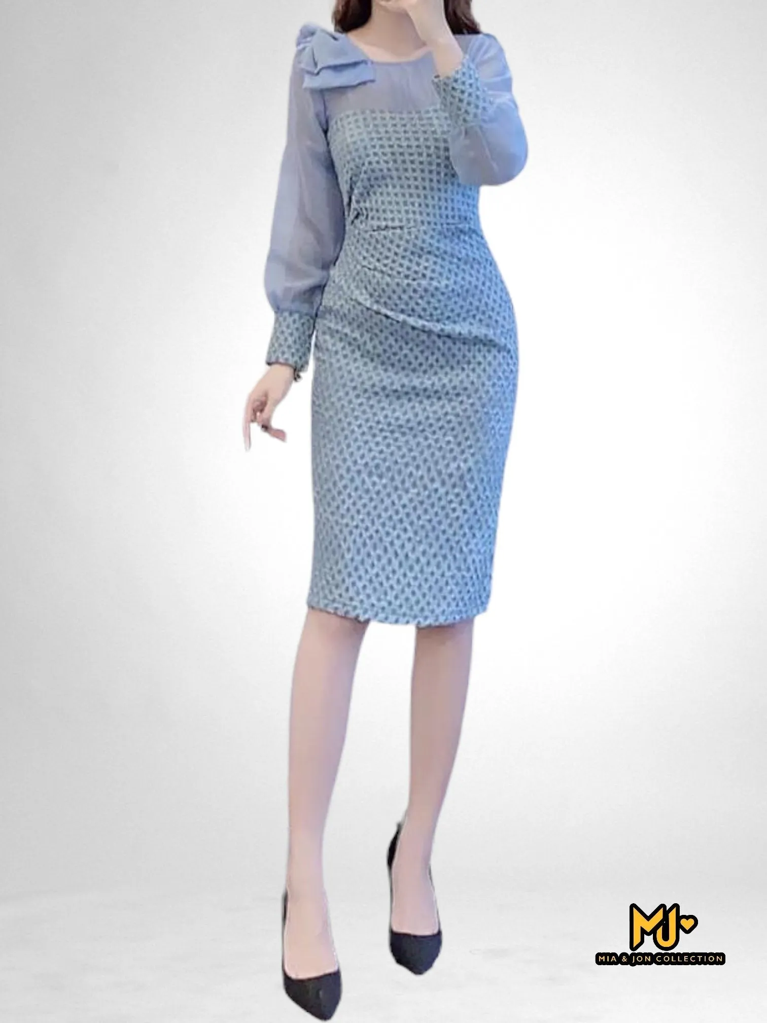 MJV1746 One Shoulder Bow Detail Body-Con Dress