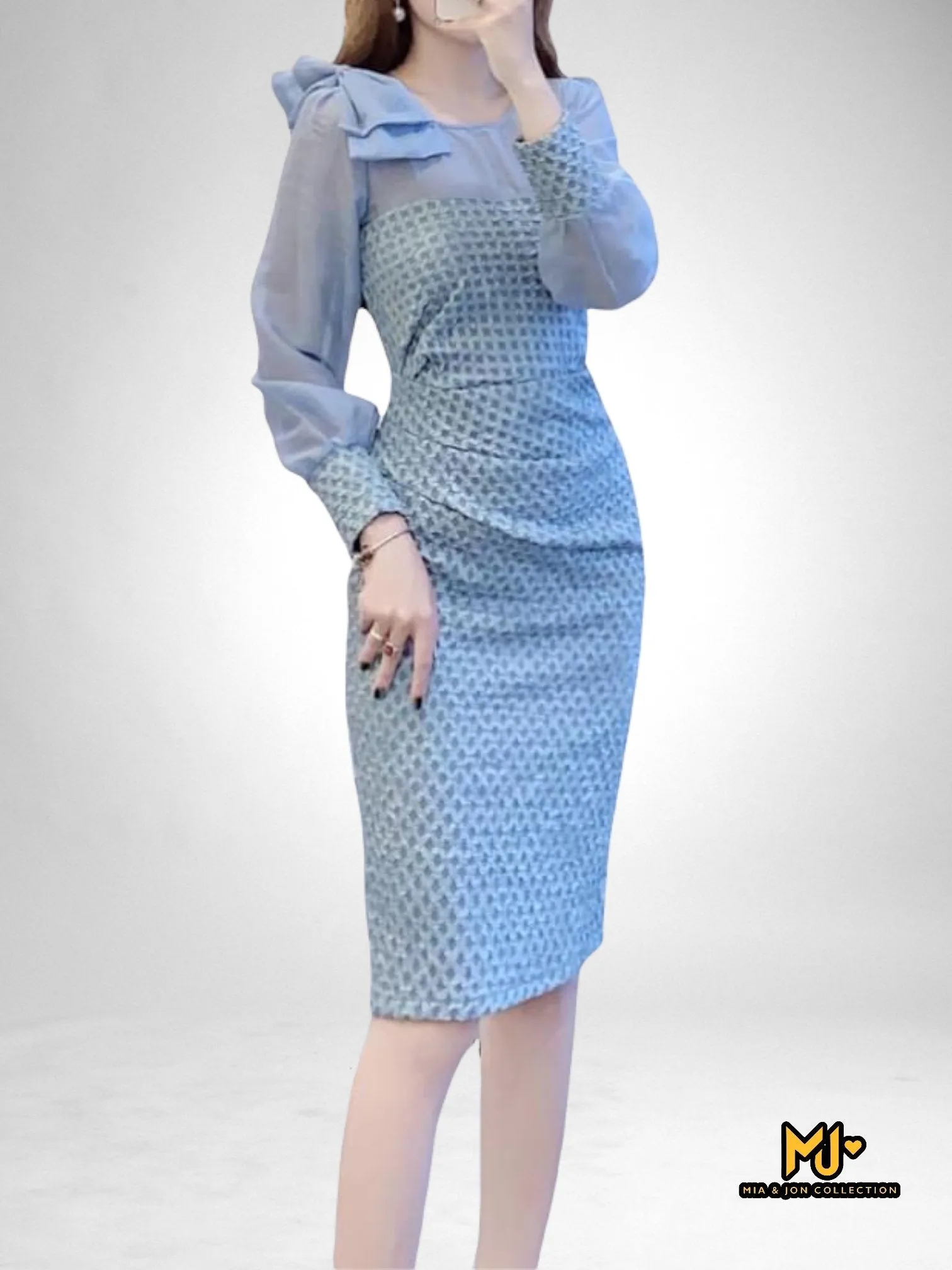 MJV1746 One Shoulder Bow Detail Body-Con Dress