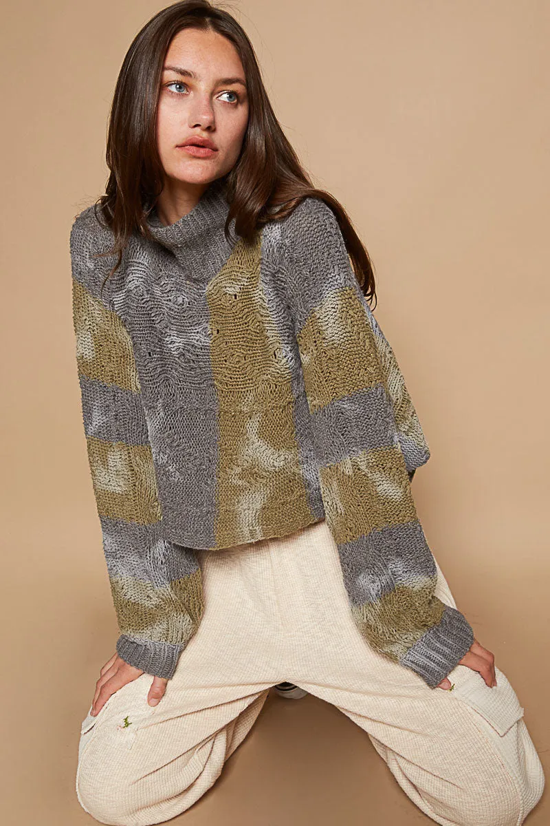 Mock Neck Olive Sweater #544
