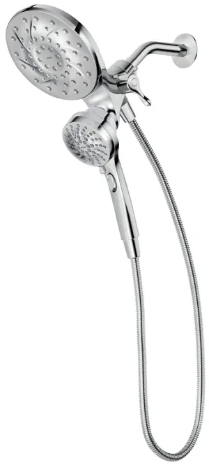 Moen 26009 Hand Shower and Rain Shower Combo, 1/2 in Connection, IPS, 2.5 gpm, 6-Spray Function, Chrome, 6-1/2 in Dia :CD: QUANTITY: 1