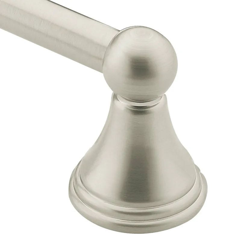 Moen DN8418BN Towel Bar, 18 in L Rod, Aluminum, Brushed Nickel, Surface Mounting :CD: QUANTITY: 1