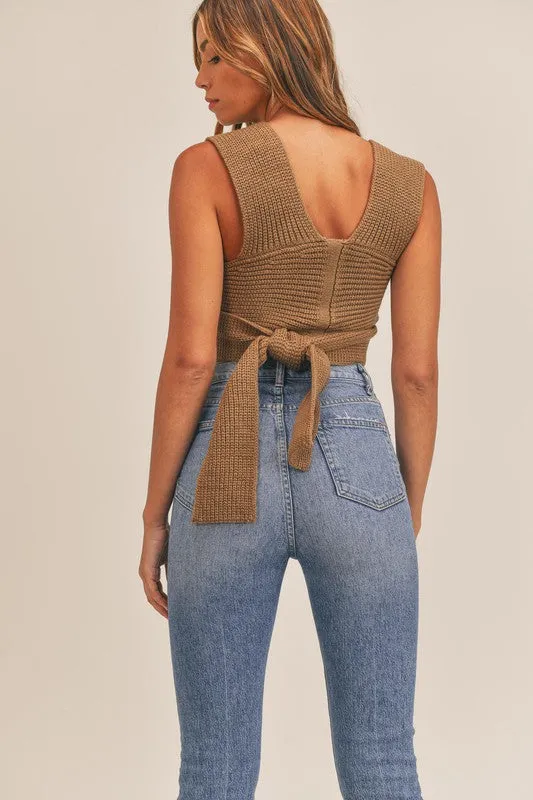 Molly Knit Sweater Self Tie Multi Way Crop Top