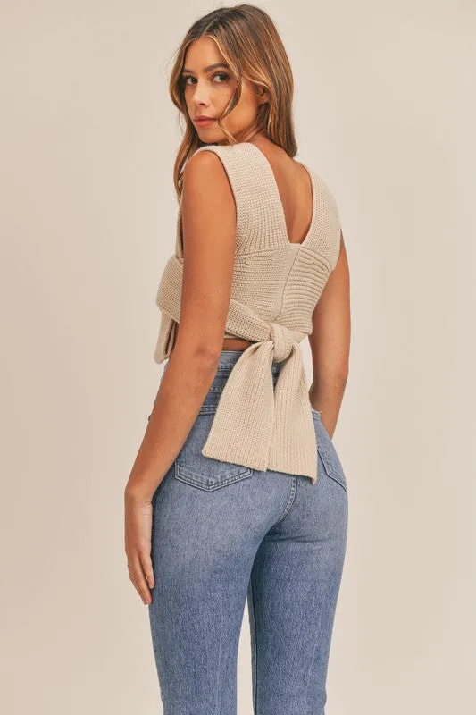 Molly Knit Sweater Self Tie Multi Way Crop Top
