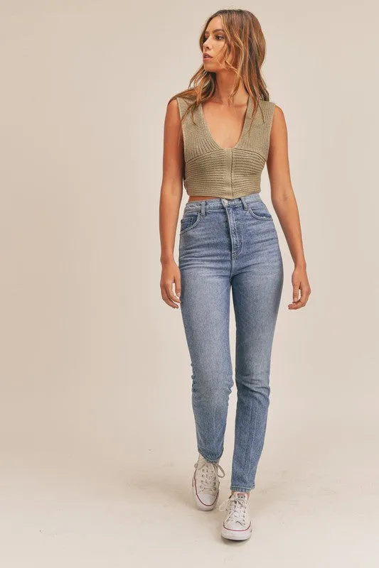 Molly Knit Sweater Self Tie Multi Way Crop Top