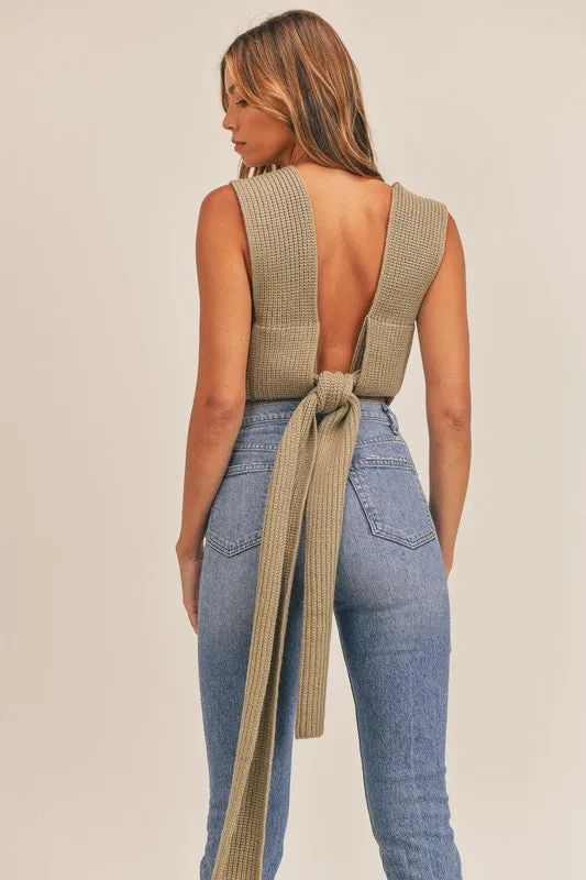 Molly Knit Sweater Self Tie Multi Way Crop Top