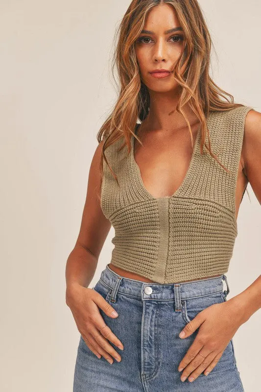 Molly Knit Sweater Self Tie Multi Way Crop Top