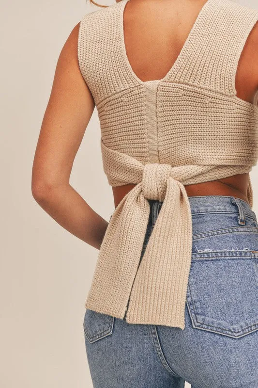 Molly Knit Sweater Self Tie Multi Way Crop Top