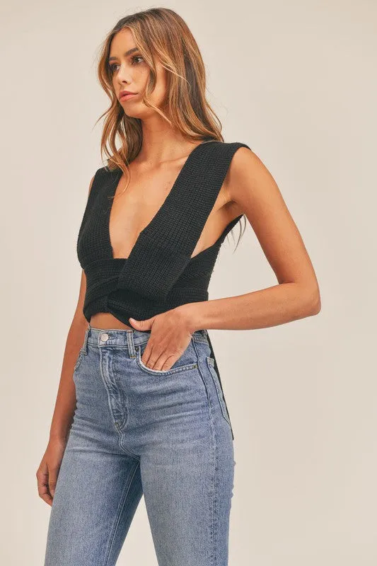 Molly Knit Sweater Self Tie Multi Way Crop Top