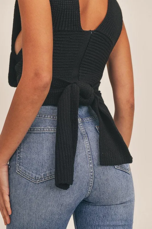 Molly Knit Sweater Self Tie Multi Way Crop Top