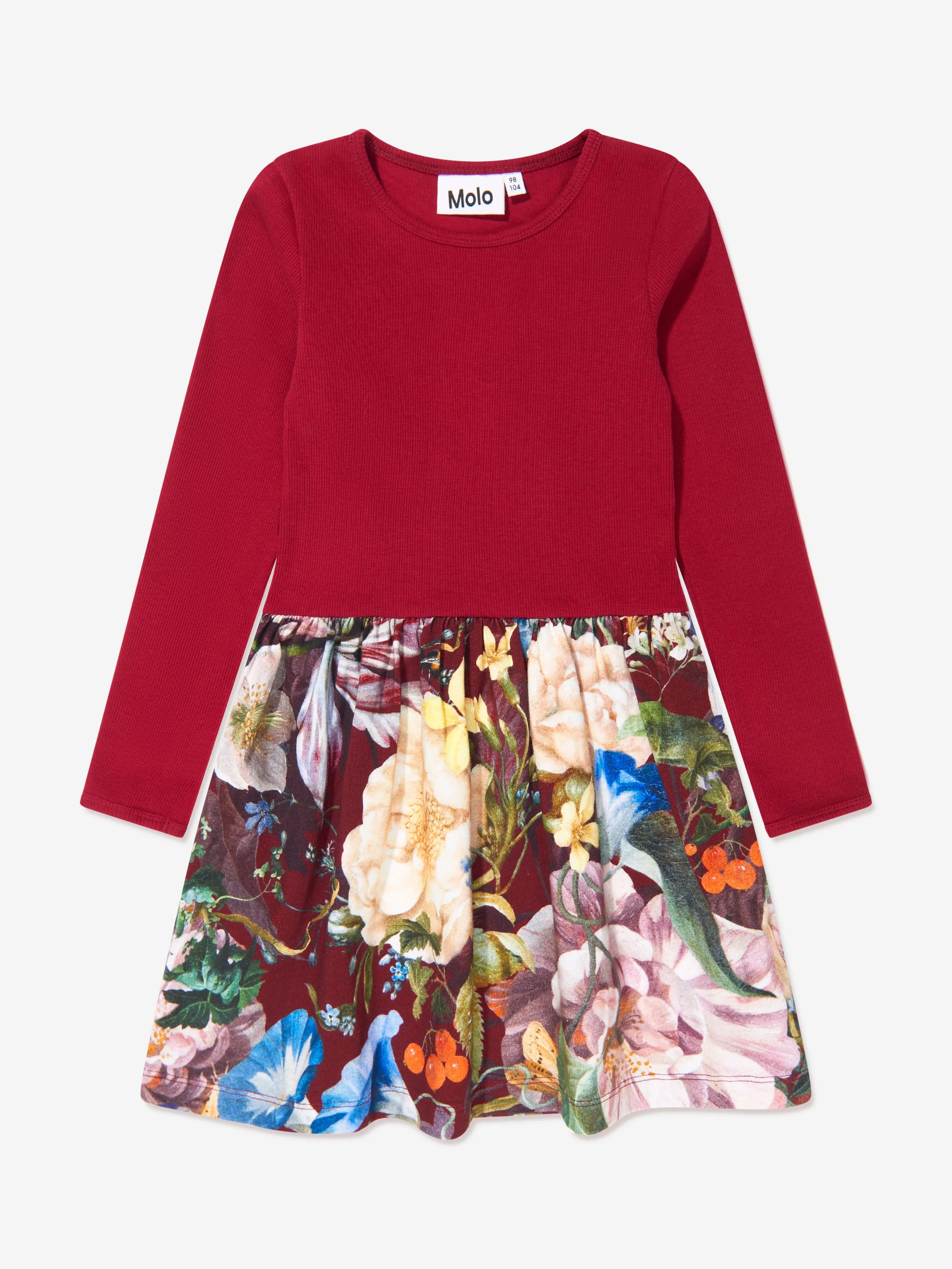 Molo Girls Organic Cotton Long Sleeve Flower Dress