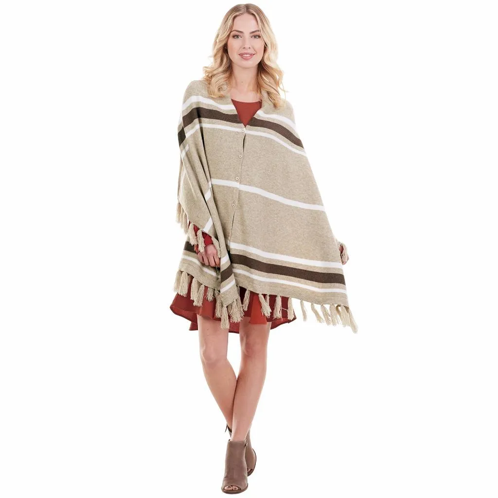 Mud Pie Womens Westin Tassel Poncho Wrap Viscose Yarn Dyed