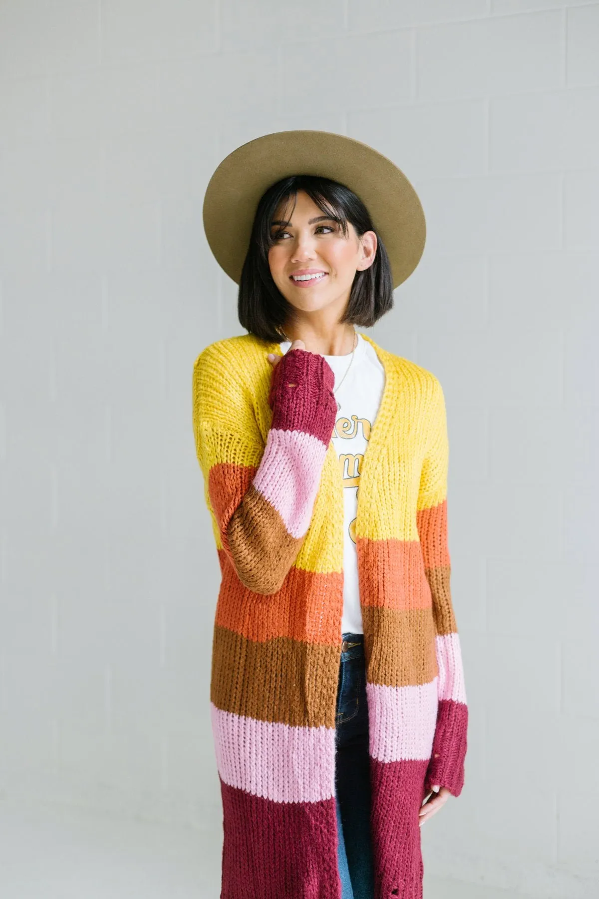 Multi Striped Sweater Cardigan