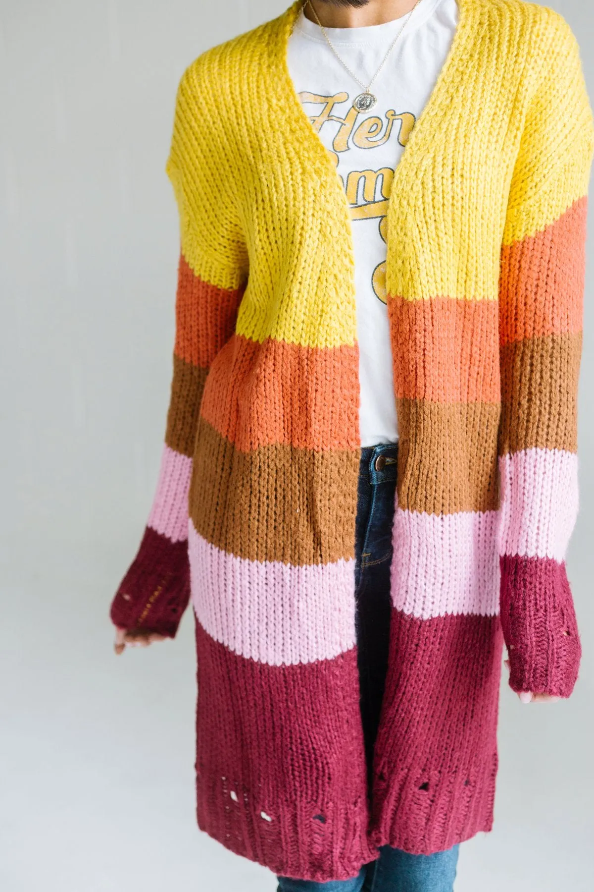 Multi Striped Sweater Cardigan
